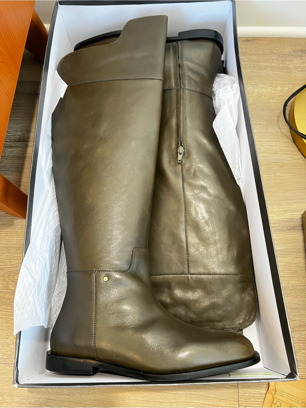 NIB BRONX Kelsie Olive Green Cow Leather Riding Boots - Brand